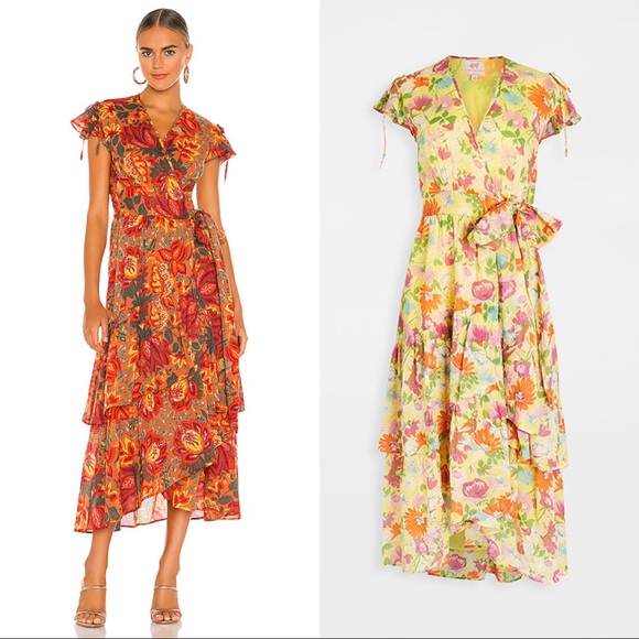 Banjanan Mercy Floral Short Sleeve Midi Wrap Dress - Picture 4 of 13